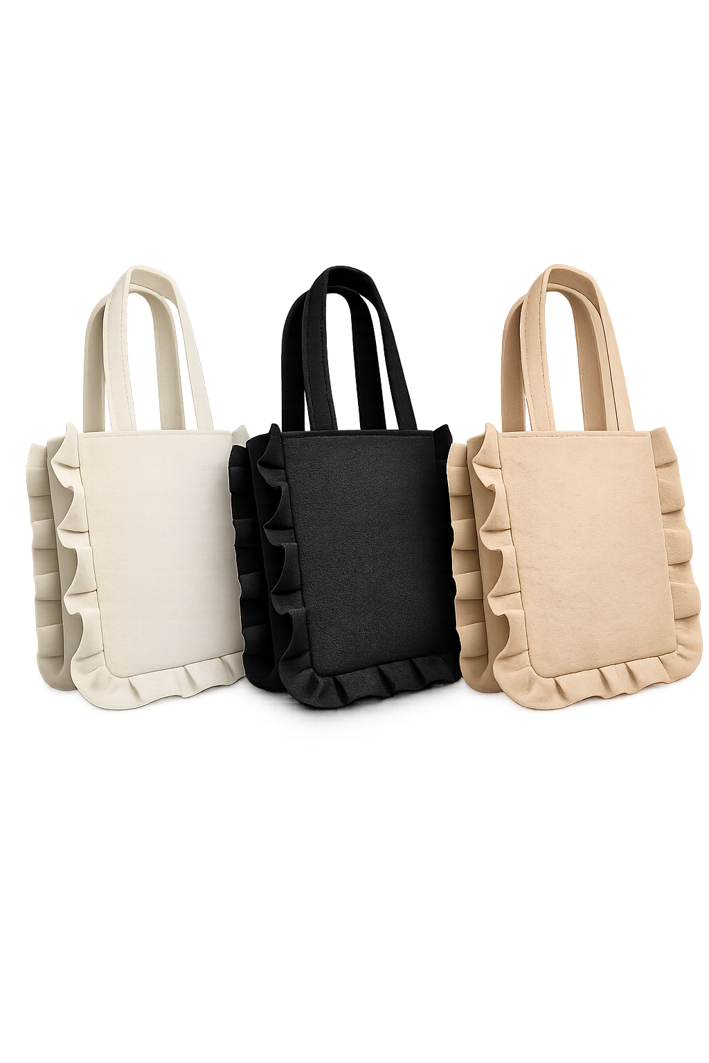 Felt ruffle bags