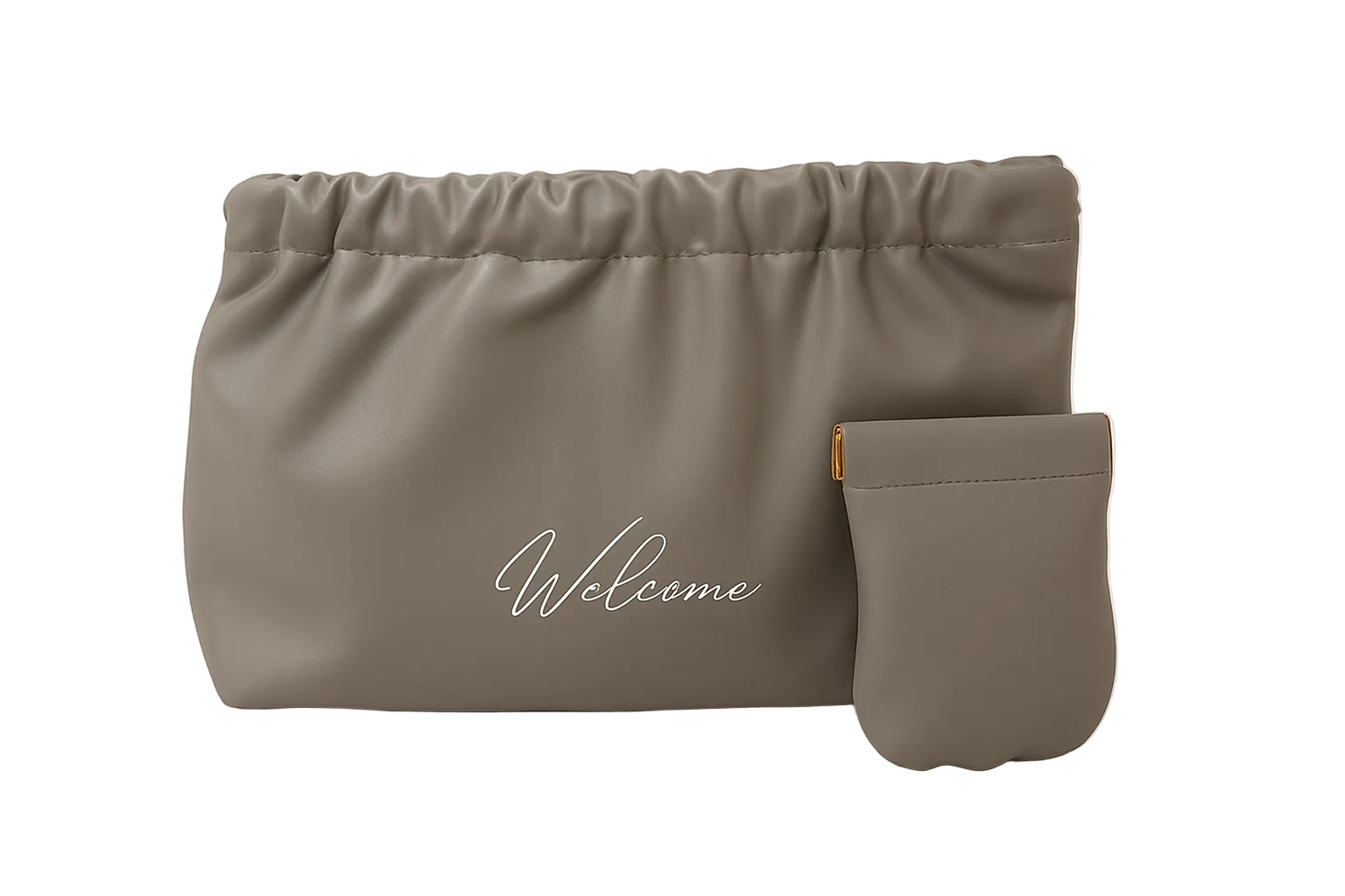 Grey Leather Welcome Pouches