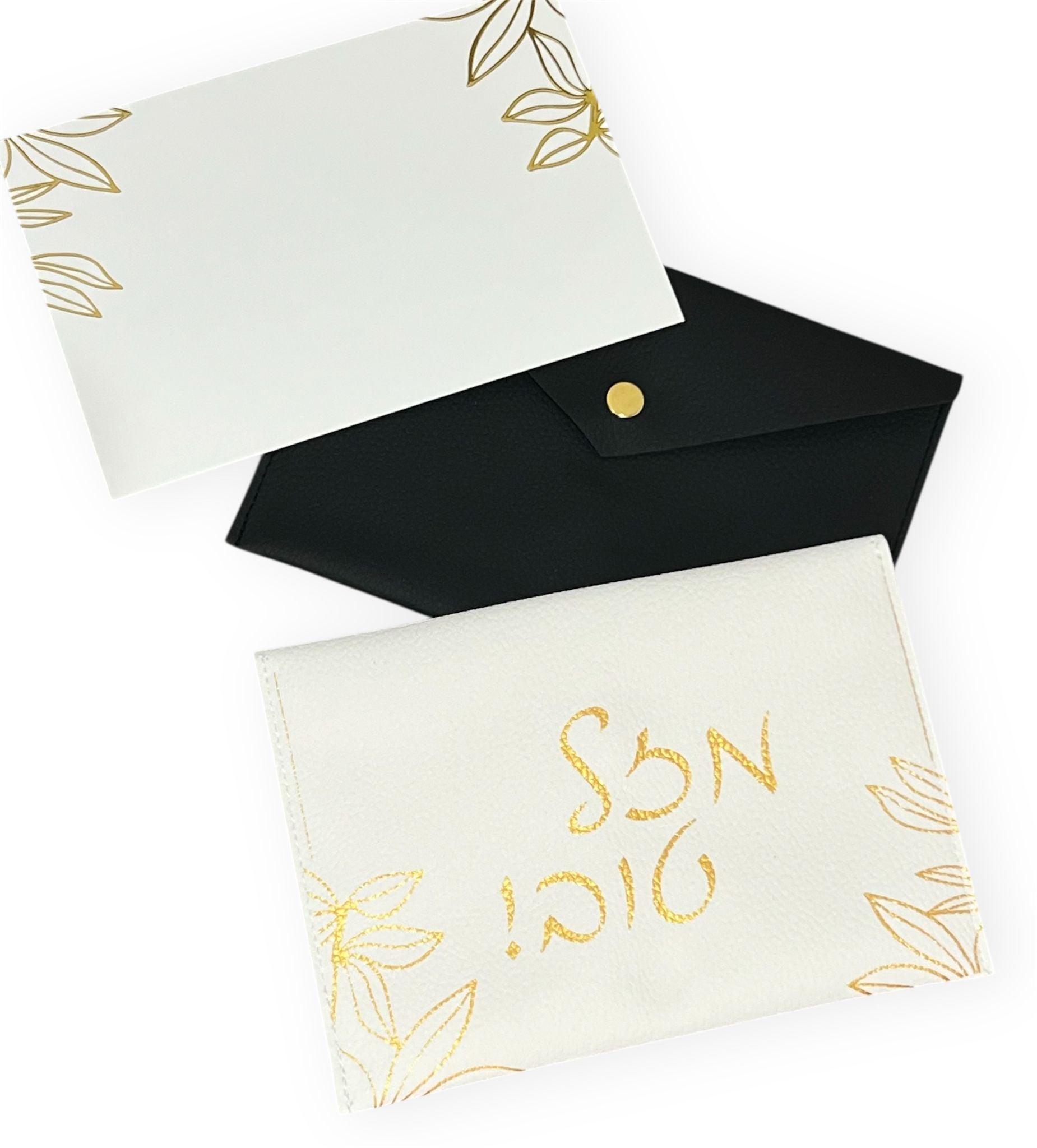 Mazel tov Leather pouches with metallic cards